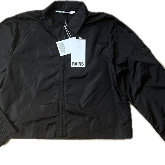 NWT RAINS Cropped Windbreaker – Black, Nylon, Zip Closure - Picture 2 of 8